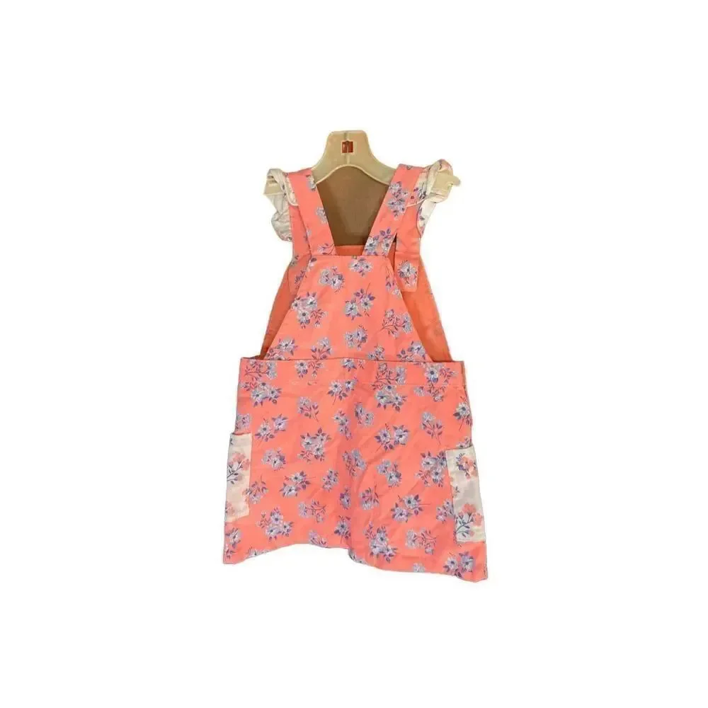 GW acquisitions toddler girls, floral ruffle trim, overall dress 3/T